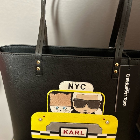 KARL LAGERFELD NWT MAYBELLE Black PURSE Zipper Compartments. - Picture 7 of 7